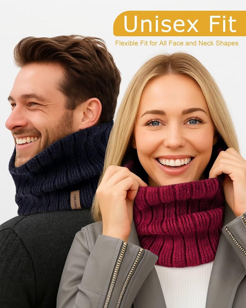 FANCY WELL Winter Neck Gaiter for Men – 3 Pack Ski Neck Warmer, Fleece Face Mask Cover, Cold Weather Neck, Neck Warmers - Image 2